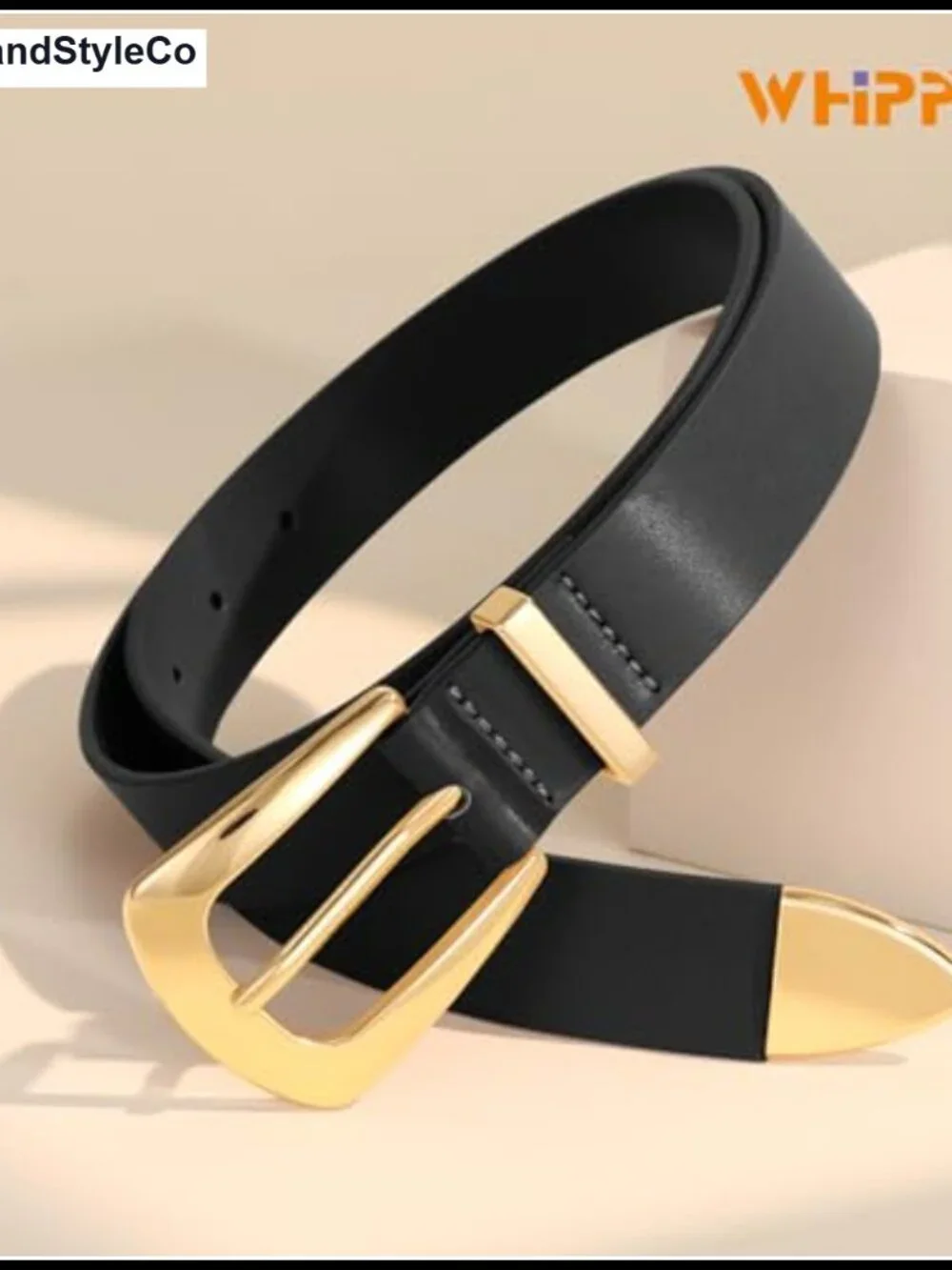 Women's Leather Belt Gold Buckle Western Adjustable Fashion